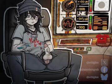 1boy bored bored_expression dr.kel irish jerkingoff male masturbating masturbation solo stroking_penis tagme video voices_of_the_void