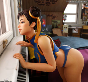 3d 3d_(artwork) ass ass_up chun-li chun-li_(fortnite) darkbahamuth female fortnite panties pinup street_fighter