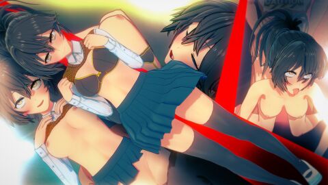 3d bra brown_hair c_cup cowgirl_position doggy_style edit edited femc_(doki_doki_literature_club) high_ponytail koikatsu medium_breasts missionary_position multiple_poses multiple_views riding_cock riding_dick riding_penis school_uniform showcase undressing_between_scenes yellow_eyes