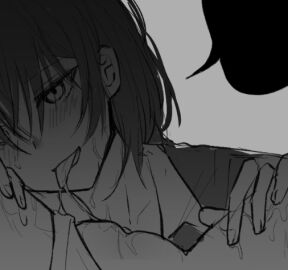 2girls blush chinese_commentary clothing_aside commentary_request cunnilingus female female_pov greyscale guiltyskullu hands_on_another's_thighs looking_at_viewer monochrome multiple_females multiple_girls naoi_(zenbu_kowashite_jigoku_de_aishite) oral panties panties_aside pov pussy pussy_juice pussy_juice_on_face pussy_juice_trail short_hair smile speech_bubble tongue tongue_out uncensored underwear yoshizawa_kurumi yuri zenbu_kowashite_jigoku_de_aishite