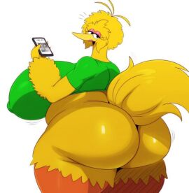 animal_ears ass big_ass big_bird big_breasts breasts cellphone cellphone_picture female from_behind furry holding holding_phone huge_ass iphone little_kid’s_show motion_lines phone selfie sesame_street smartphone solo sssonic2 tail taking_picture