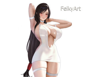 feikyart female final_fantasy tifa_lockhart voluptuous_female white_dress