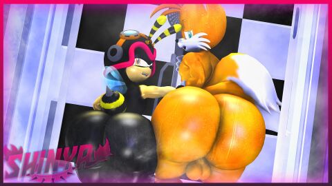 3d 3d_(artwork) anthro ass balls big_ass big_butt bubble_ass bubble_butt charmy_bee duo femboy feminine_tails huge_ass huge_butt male nude shinyagaia sonic_(series) tails tails_the_fox