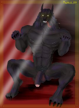 absurd_res anthro balls big_penis black_body black_fur canid canine feral fur genitals hi_res human humanoid machki12_ka male mammal mythological_canine mythological_creature mythology nude penis solo teeth van_helsing werecanid werecanine werecreature werewolf yellow_eyes