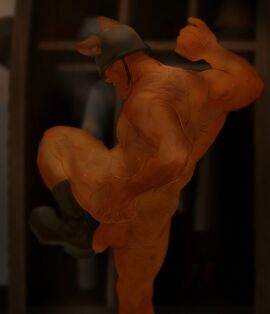 changing_room dog_ears half-erect male soldier_(team_fortress_2) solo solo_male sweaty team_fortress_2 tf2 valve yayan