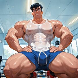 ai_generated athletic athletic_male bara big_ass big_butt bubble_ass bubble_butt clark_kent clark_kent_(my_adventures_with_superman) dc gay glasses glistening glistening_body gym gym_clothes gym_uniform male_only muscular muscular_arms muscular_back muscular_legs muscular_male muscular_thighs my_adventures_with_superman plump_ass plump_butt shiny_body shiny_skin superman sweat sweaty sweaty_ass sweaty_body sweaty_butt thick_ass thick_butt thick_thighs zodoai