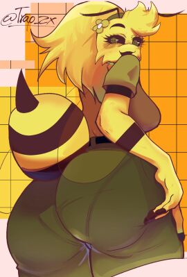 1girls animal_humanoid anthro anthro_only ass bee big_ass breasts bweswees_bizznip clothed colorbox_(mustard) female fur fur_ass fur_breasts fur_thick_thighs furry incredibox_mod insects looking_at_viewer panties_visible_through_clothing trap_zx