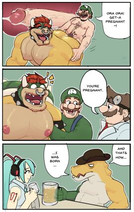 1girls 4boys absurd_res alcohol anal anal_sex anthro ass bareback beard_stubble beefkek beige_countershading beverage big_ass big_butt body_hair bowser brown_hair cum cum_inside doctor doggy_style dr._mario dr._mario_(series) english_text erection facial_hair facial_piercing female foreskin foreskin_folds from_behind_position gay glitch_productions gooseworx green_hat green_head gummigoo_(the_amazing_digital_circus) hairy_penis hat hatsune_miku hi_res horns human humanoid humanoid_penis internal italian koopa looking_pleasured luigi male male/male male_nipples male_pregnancy mammal mario mario_(series) meme moobs muscles muscular muscular_male mustache nintendo nipples nose_piercing nude nude_male orange_hair overweight overweight_male penetration penis piercing pregnancy pregnant pregnant_male retracted_foreskin scalie sex shocked shocked_expression size_difference slightly_chubby small_dom_big_sub superchub surprised surprised_expression sweat sweatdrop sweating sweaty text the_amazing_digital_circus uncircumcised uncut veiny_penis vocaloid yellow_skin