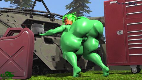 3d 3d_(artwork) female huge_ass hyper_breasts kanna_(blaster_master) looking_at_viewer mechanical plant rgtdwtbr solo sound source_filmmaker tagme tank teasing teasing_viewer twerking video