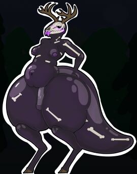2024 anthro antlers ass awgeezdude belly belly_overhang big_ass big_belly big_butt big_penis big_tail blush bone breasts cervine circumcised deer digital_media_(artwork) fat_rolls female futa/female futanari genitals glowing glowing_eyes glowing_tongue goo_creature goo_humanoid hand_on_ass hand_on_butt hi_res hooves horn huge_ass huge_butt humanoid humanoid_genitalia humanoid_penis hybrid intersex intersex/female looking_at_viewer love_handles mammal medium_breasts navel nipples nude overweight overweight_anthro penis purple_body purple_eyes sharp_teeth simple_background skull skull_head slime solo solo_focus standing tail teeth thick_thighs three-quarter_view tongue tongue_out trans_woman transfem wide_hips