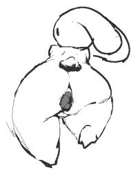 ambiguous_gender anthro anus ass big_ass big_butt crowning_feces excessive_feces feces feces_on_ground feces_pile floppy_ears fur hyper hyper_feces hyper_feces_pile hyper_scat lagomorph leporid looking_back mammal monochrome on_one_leg pooping_on_floor rabbit scat scut_tail short_tail simple_background solo standing tail thick_thighs tiosqr