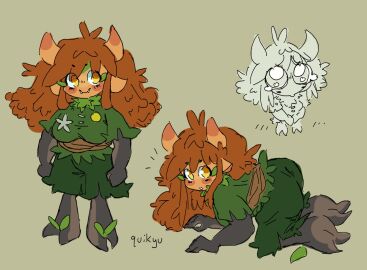 1girls bent_over fangs female female_focus female_only generation_9_pokemon gijinka horns humanoid nintendo ogerpon ogre ogre_girl orange_hair pokemon pokemon_(species) quikyu yellow_eyes