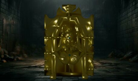 after_transformation door_of_the_defeated elf gold_(metal) inanimate inanimate_transformation orgasm_denial original permanent petrification post-transformation statue stuck_in_wall tagme transformation willing_transformation