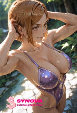 ai_generated big_ass big_breasts bikini jujutsu_kaisen jungle kugisaki_nobara nobara_kugisaki outdoors ryuuziken01 short_hair waterfall