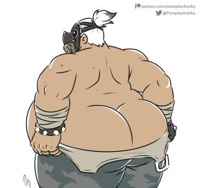 1boy ass big_ass big_butt fat fat_ass fat_butt fat_male huge_ass huge_butt large_ass large_butt mako_rutledge male male_only obese obese_male overwatch overwatch_2 overweight overweight_male pumpkachubby rear_view roadhog solo solo_male thick_ass thick_butt