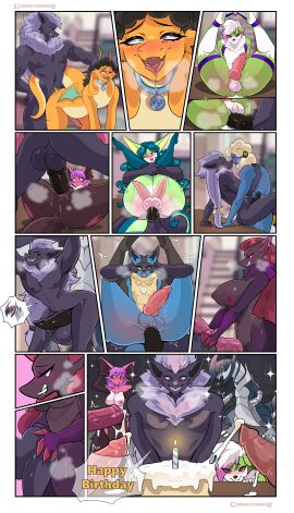 absurd_res anal anal_sex anthro anus ass balls birthday breasts comic dibujos_tutifruti female female/female genitals group hi_res human male male/male mammal nintendo nipples penetration penile penile_penetration penis penis_in_ass penis_in_pussy pokemon pokemon_(species) pokémon_(species) pussy sex tapering_penis tuti_(tutifruti) tutifruti_(artist) vaginal_penetration