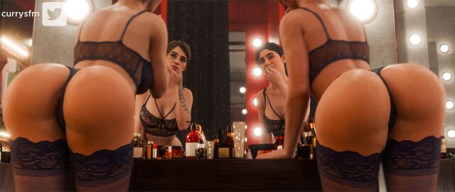 2025 2girls 3d ass ass_shot big_ass bra breasts covering_breasts currysfm dina_(the_last_of_us) duo ellie_(the_last_of_us) ellie_williams female female_only indoors lingerie lingerie_only medium_breasts mirror_reflection panties tagme tattoo the_last_of_us the_last_of_us_2 thigh_highs thighhighs