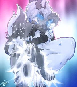 absurd_res anthro baishu balls bell bell_collar blue_eyes blush bodily_fluids brother_(lore) brother_and_sister_(lore) cervical_penetration claws collar collar_only cum cum_in_vagina cum_inside duo fan_character female finger_in_mouth fur genital_fluids genitals grey_body grey_fur hi_res incest_(lore) inflation inner_ear_fluff lagomorph leporid lifted lifting_partner made_in_abyss magboykisser male male/female mammal narehate nipples nude penetration rabbit ring saliva sato_(kabsfy) sex sibling_(lore) simple_background sister_(lore) size_difference steam stomach_bulge tears tears_of_pleasure tongue tongue_out tuft vaginal_penetration white_body white_fur