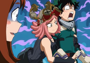 1boy 1boy2girls 2girls 2girls1boy boku_no_hero_academia brown-haired_female brown_hair clothed edit edited edited_screencap embarrassed fearful_expression female groping groping_from_behind handjob handjob_from_behind izuku_midoriya mei_hatsume mostly_clothed my_hero_academia ochako_uraraka pink-haired_female pink_hair scared tagme terrified uraraka_ochako