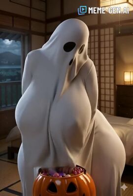 ai_animated ai_animation ai_generated ai_video animated awokose big_ass big_breasts big_butt big_thighs clothed covered covers cute_female ghost ghost_costume ghost_girl huge_ass huge_breasts huge_butt jiggle jiggle_butt jiggle_physics jiggling_breasts jiggling_butt no_sound sheets tagme thick_thighs video wide_hips