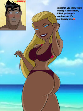 1boy 1girls 2d ass background beautiful big_ass big_breasts blonde_hair boyfriend breasts chris_kent crushing dc dc_comics dcau dialogue djpaint96-ii english_text enjoyment female girlfriend gorgeous jon-al justice_league justice_league_unlimited karen_starr legs_together linda_danvers looking_at_viewer male ocean pleasured_female sea smile smiley_face summer supergirl superman_(series) superprime_(dc) swimsuit swimsuits text trying_to_break_free trying_to_resist young_justice young_justice_unlimited