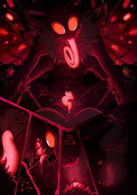 anthro arthropod bodily_fluids breasts circe_(pankallisti) comic comic_page cryptid darkness dialogue dripping dripping_saliva duo english_text exposed_breasts female female_on_bottom female_pov first_person_view genital_fluids genitals glowing glowing_eyes glowing_genitalia glowing_markings glowing_penis hi_res insects internal_glow_(penetration) kissing lepidopteran looking_at_another looking_at_viewer male male/female male_on_top markings minimalist monster moth mothman multi_arm multi_limb on_bottom on_top page_3 page_number panel_skew pankallisti penetration penile penile_penetration penis pov precum precum_drip precum_on_chest prehensile_penis pussy saliva saliva_string submissive submissive_pov taker_pov tongue tongue_in_mouth tongue_out vaginal_penetration