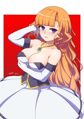1girls arcana_heart arcana_heart_2 arcana_heart_3 breasts exposed_breasts female long_hair nalia orange_hair petra_johanna_lagerkvist purple_eyes