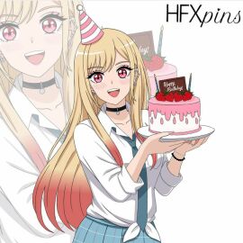 1girls birthday_cake birthday_hat blonde_hair cake choker female female_only gyaru hfxpins kitagawa_marin long_fingernails not_porn safe safe_for_work school_uniform sfw solo sono_bisque_doll_wa_koi_wo_suru strawberry yellow_hair