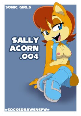 anthro archie_comics breasts brown_body brown_fur chipmunk female fur furry long_hair nipples red_hair sally_acorn smile socksdrawssocs solo sonic_(series)