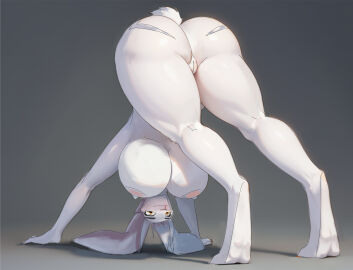 absurd_res all_fours anthro ass ass_up bent_over breasts eni_siverets_(last_fables) female genitals hare hi_res lagomorph last_fables leporid mammal nipples nude presenting presenting_hindquarters pussy scut_tail short_tail solo tail thewyvernsweaver