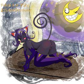 1:1 absurd_res anthro anus ass big_ass big_butt black_body black_fur blair_(soul_eater) boots clothing domestic_cat felid feline felis female footwear fur genitals hi_res high_heels mammal naked_footwear pussy salem_revenant shoes solo soul_eater superabsurd_res thick_thighs yellow_eyes