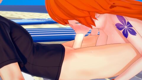 animated anime game_cg koikatsu mikiraus nami_(one_piece) no_sound one_piece tagme video visual_novel waifu_slut_school