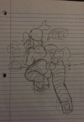 anal anal_sex anthro ass canid canine clothing dialogue disembodied_penis dizzy duo femboy footwear fur genitals legwear male male/male male_penetrated mammal original_character pattern_clothing pattern_legwear paws penetration penile penile_penetration penis sex simple_background solo striped_clothing stripes sweater tail text thigh_highs topwear