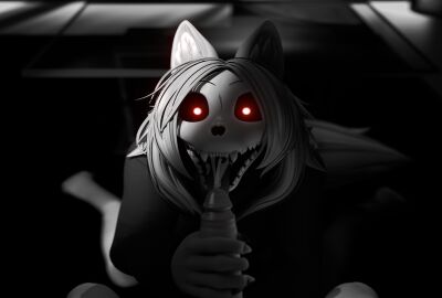 creepy_face cum cum_hungry cum_in_mouth cumshot glowing glowing_eyes handjob mal0vent(game) scp-1471-a staring_at_viewer