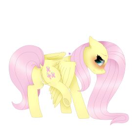 anus ass bodily_fluids cutie_mark equid equine eyelashes female female_only feral feral_only fluttershy_(mlp) friendship_is_magic genital_fluids green_eyes hair hasbro hooves kathepart long_hair mammal my_little_pony pegasus pink_hair pussy pussy_juice wings yellow_body yellow_fur