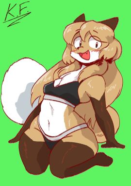 1girls :3 anthro anthro_female anthro_only averi_(fiddleafox) black_bra black_panties black_top blush blush_lines bra breasts brown_body brown_fur canid canine chubby cute_fang dipstick_tail edit female female_anthro female_only fixed fox fox_girl fur furry furry_female furry_only gloves_(marking) green_background green_eyes hair killerfoxkin leg_markings looking_at_viewer mammal markings multicolored_fur oerba_yun_fang on_knees panties paws simple_background sitting small_breasts smile socks_(marking) solo tail tail_markings underwear white_body