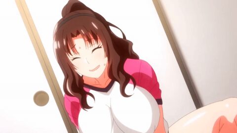 1girls 2022 20s animated anime_screencap aunt bouncing_breasts breast_press breasts brown_hair closed_eyes cowgirl_position female garden_~takamine-ke_no_nirinka~ gym_uniform implied_sex kasumi_takamine large_breasts mature_female multicolored_shirt no_bra pink_pineapple pink_shirt ponytail sex shirt sideboob sidelocks sportswear straddling tagme takamine_kasumi thick_thighs thighs upright_straddle white_shirt