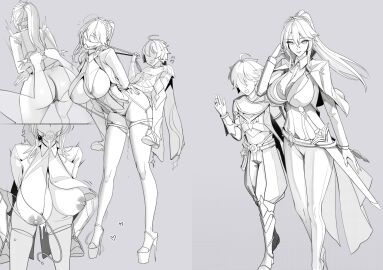 1boy 1girls aether_(genshin_impact) artist_request ball_gag before_and_after big_breasts black_and_white blindfold bondage bound bound_arms breast_curtains breasts cleavage dripping dripping_pussy drooling exposed_breasts female femsub gag gagged genshin_impact harness heels high_heels jean_gunnhildr large_breasts leash leash_pull male maledom platform_heels pony_girl ponygirl ponyplay ponytail pussy riding_on_back small_dom_big_sub submissive_female sword tagme willing_sub younger_dom_older_sub younger_male