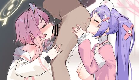 1boy 2girls anilingus anilingus_from_female bar_censor blowjob blue_archive blue_plate_special blush bongnom breasts censored closed_eyes cum_in_mouth cute deep_blowjob dress fellatio female female_rimming_male ffm_threesome flat_chest genitals group_sex halo hanae_(blue_archive) hat highres jacket large_breasts long_hair long_sleeves male male_anilingus medium_hair multiple_females multiple_girls nipples nurse_cap open_clothes open_jacket open_mouth oral oral_penetration penetration penile penis penis_in_mouth petite pink_hair pink_halo pink_jacket purple_hair remedial_knights_(blue_archive) rimming serina_(blue_archive) sex short_stack shortstack side_ponytail straight teenager threesome tongue tongue_out tongue_out_blowjob trinity_general_school_student twintails white_dress white_headwear x-ray yellow_halo young