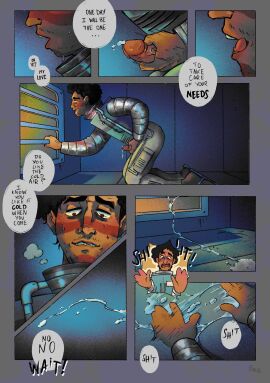 1boy accidental_cumshot comic date_everything english_text fabula hector_valentino_airnesto_condicionado_(date_everything) male male_yandere masturbating masturbation peeping peeping_tom speech_bubble sweat sweating sweaty voyeur voyeurism watching watching_from_afar watching_masturbation yandere