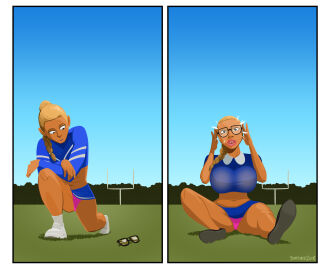 ass bimbo_lips brain_pop brainwashing breast_expansion breast_growth breast_growth_(enlargement) breasts cheerleader female huge_ass huge_breasts lip_expansion mental_transformation nerd nerdification nerdy_female sortimid thick_lips thick_thighs thigh_expansion transformation wide_hips