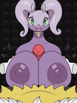 animated artist_request beat_banger braixen breasts clean duo female furry furry_only gif good_beat_banger_mod goodra holding_breast looking_at_viewer male male/female male_braixen penis pokemon pokemon_(species) pov sex simple_background titjob toriel_beat_banger