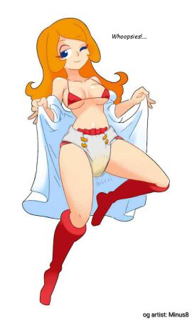 1girls anonymous_artist bikini blue_eyes boots dialogue diaper edit female minus8 mona_(warioware) orange_hair red_boots red_clothing redraw redrawn robe scat showing_off soiled_bottomwear soiled_diaper wet wet_diaper wink winking_at_viewer