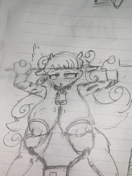 1girls artist_request blush bovine breasts cow_ears cow_horns cow_print cross-eyed curly_hair erect_nipples female galaxy_gals holding_bar horn huge_breasts kai_(battle_cats) lactation large_breasts long_hair milk milking_machine milking_stall nipples nyanko_daisensou pleasure_face sweat teenager the_battle_cats thick_thighs thighhighs thighs trembling