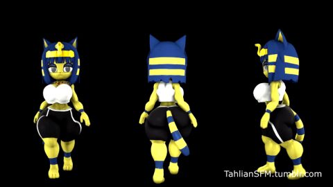3d 3d_model abs animal_crossing animated ankha ankha_(animal_crossing) blue_hair breasts crop_top crown doubutsu_no_mori female furry medium_breasts muscular muscular_female nairu_(doubutsu_no_mori) nintendo shortstack tahlian ugly voluptuous walk_cycle walking yellow_fur yoga_pants