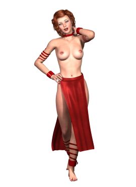 1girls 3d female horpheu orange_hair original topless topless_female transparent_background