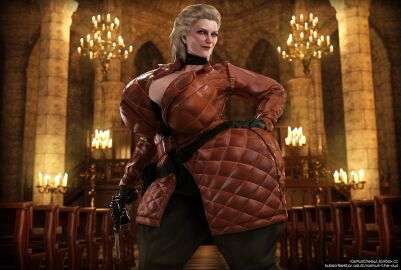 1girls 3d big_ass big_breasts big_mama blonde_hair blue_eyes breasts church church_interior collar curvy eva_(metal_gear_solid) female female_only freckles grey_hair gun handgun huge_ass huge_breasts konami mauser_c96 metal_gear_solid metal_gear_solid_4 milf neckband old_woman older_female rasmus-the-owl solo thick_thighs wide_hips