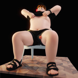 cap cap_on censored censored_penis chubby chubby_belly chubby_male daiki_(yudajuda) fat fat_male foreskin fully_clothed fully_clothed_male fully_retracted_foreskin looking_at_viewer male obese obese_male overweight overweight_male penis penis_out penis_slip pulled_by_self pulled_up_shirt pulling pulling_clothing pulling_shirt pulling_shirt_up retracted_foreskin shorts showing showing_belly showing_off sitting sitting_on_chair slipped slipper slippers slipping slipping_out smartwatch solo solo_focus solo_male uncircumcised yudajuda