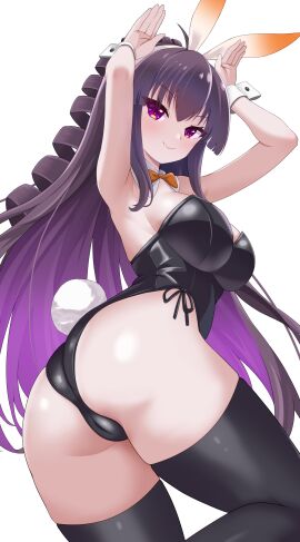 1girls arm_above_head arm_up armpit_crease armpit_peek armpits arms_above_head arms_up ass ass_cleavage ass_crack back bare_armpits bare_ass bare_back bare_butt bare_hands bare_hips bare_shoulders bare_thighs beatmania beatmania_iidx bemani bewitching_thighs big_breasts black_bunnygirl_costume black_bunnysuit bowtie breasts bunny_ears bunny_girl bunny_tail bunnygirl_outfit busty busty_female butt_crack child_bearing_hips closed_mouth_smile collar collarbone curvaceous curvaceous_body curvaceous_female curvaceous_figure curvaceous_hips curvy curvy_body curvy_female curvy_figure curvy_hips drill_hair elbows exposed_armpits exposed_arms exposed_ass exposed_back exposed_butt exposed_hips exposed_shoulders exposed_skin exposed_thighs eyebrows_visible_through_hair female female_focus female_only fingers groin hair_between_eyes hairband hairless_armpits hand_above_head hand_up hands_above_head hands_up head_tilt high_resolution highres hourglass_figure large_breasts lean_figure leggings legwear long_hair looking_at_viewer looking_down looking_down_at_viewer narrow_waist orange_bowtie over-kneehighs partially_exposed_vulva partially_visible_vulva plump_breasts purple-eyed_female purple-haired_female purple_eyebrows purple_eyes purple_hair pussy raimu_(clanberry000) shaved_armpits shoulders sideboob simple_background slender_body slender_waist slim_waist smile smiley_face smiling_at_viewer smirk solo standing stockings thick_thighs thigh_highs thighhighs thighs tilted_head umegiri_hifumi underboob upper_body very_long_hair white_background white_bunny_ears white_collar white_hairband white_wrist_cuffs wide_hips wrist_cuffs