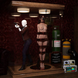 1girls 3d arms_at_sides asleep barefoot bound bound_arms bound_legs bound_neck breasts captured captured_heroine chloroform claire_redfield claire_redfield_(revelations) clothes_removed completely_nude defeated defeated_heroine display display_case english_text eyes_closed feet female forniphilia gas_mask helpless helpless_female human_furniture human_trophy immobile indoors legs_together living_statue living_trophy mannequin midriff name_tag nipples nude nude_female oldmanjaay overhead_light permanent_bondage plaque pussy pussy_obscured resident_evil resident_evil_revelations_2 sign solo_female stasis_chamber stationary_restraints stripped stripped_naked suspension suspension_bondage text unconscious